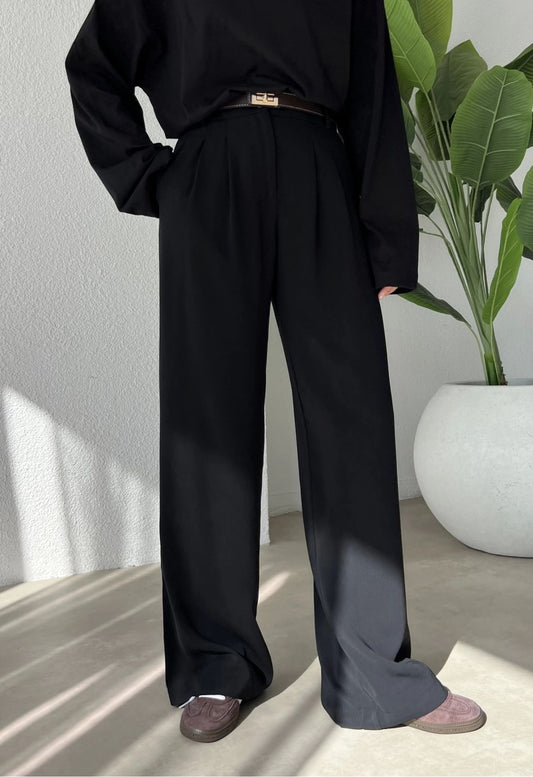 Wide Leg Basic Trousers