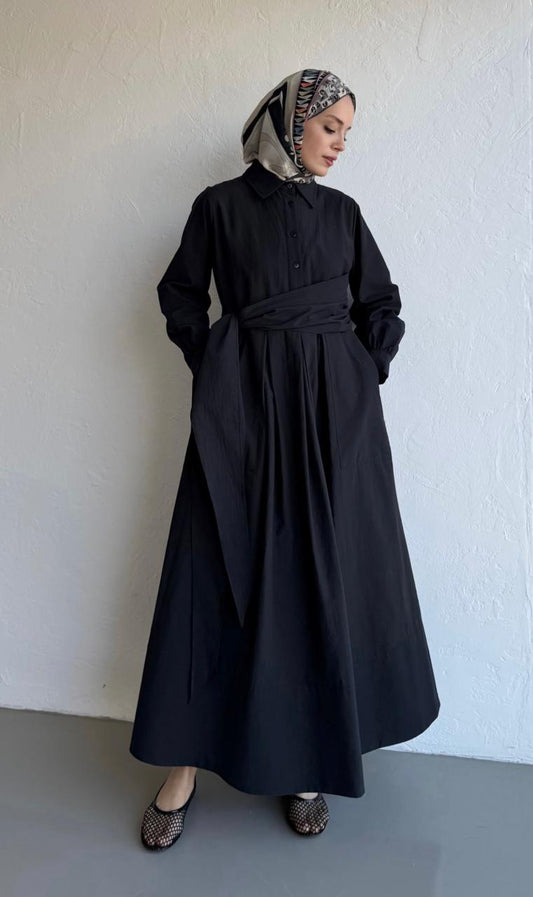 Poplin Side wrap dress