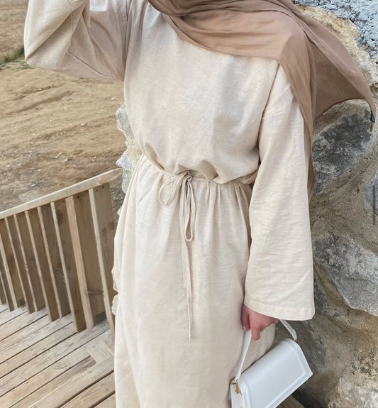 Linen waisted dress