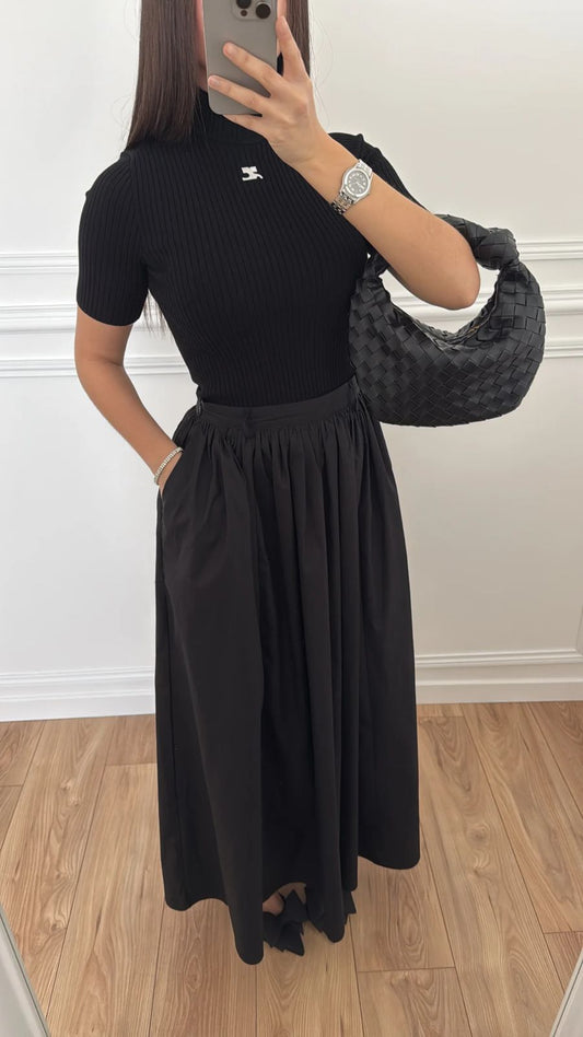 Balloon poplin skirt