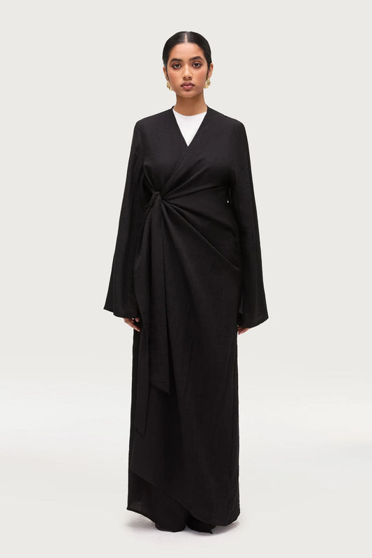 Linen wrap abaya dress