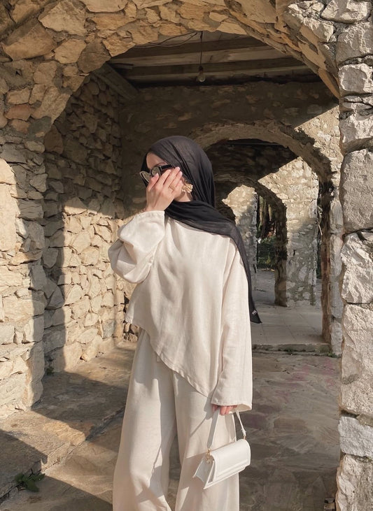 Asymmetrical Sandy Linen Set