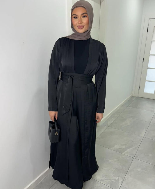 Eva Long Cardigan Satin Set