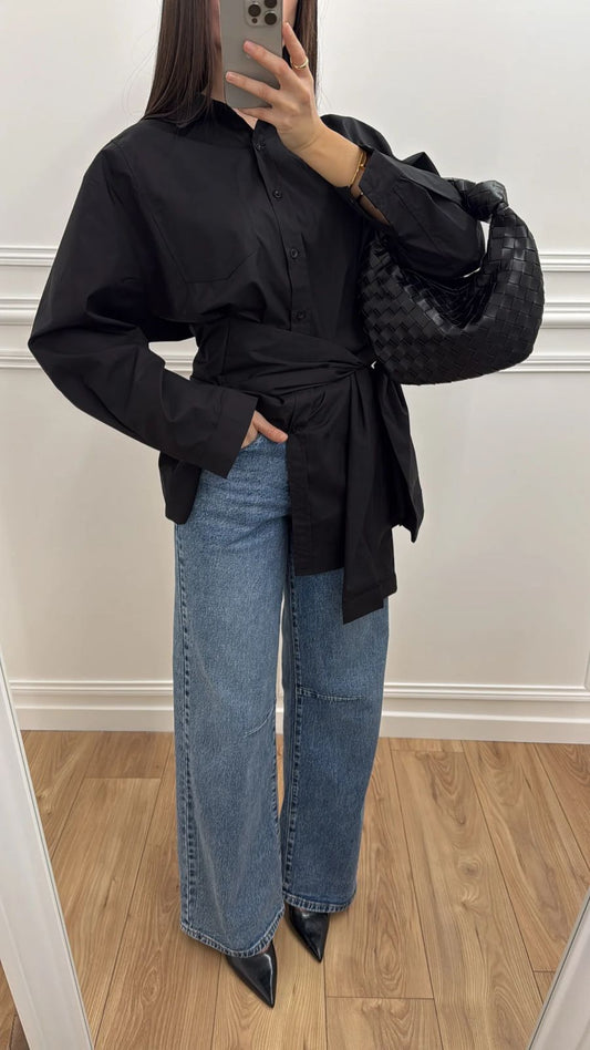 Poplin wrap shirt