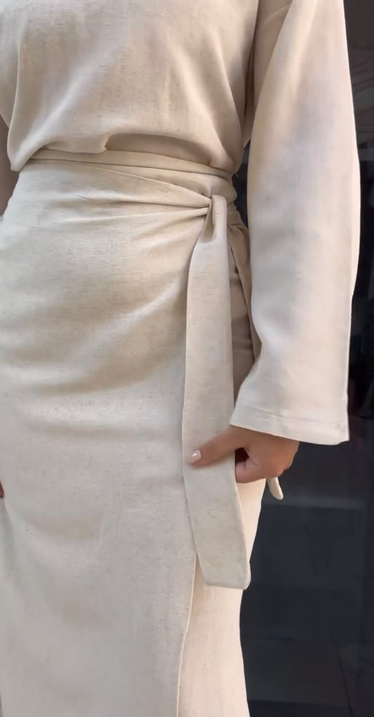 Linen Wrap skirt set